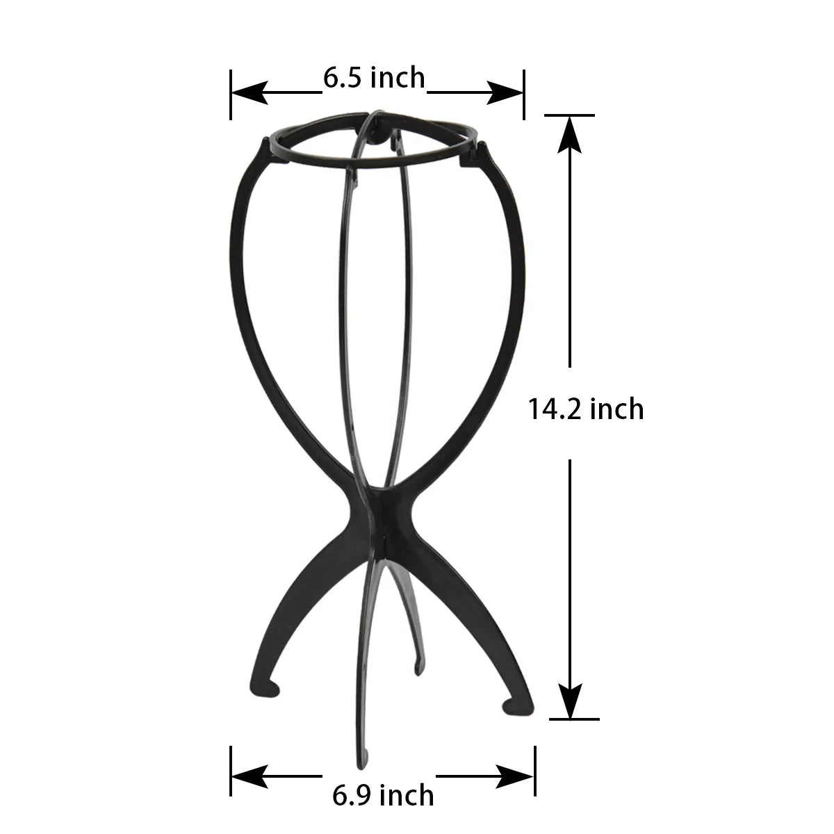 1Pc Folding Wig Stand Portable Plastic Wig Head Stand Black Wig Hang Holder Stand Durable Hair Display Tools