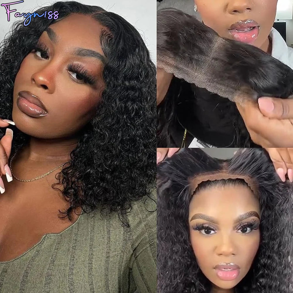 Water Wave Glueless Bob Wigs For Women Human Hair Glueless Wig Ready To Go Water Wave Curly Wigs Pre Cut Wig