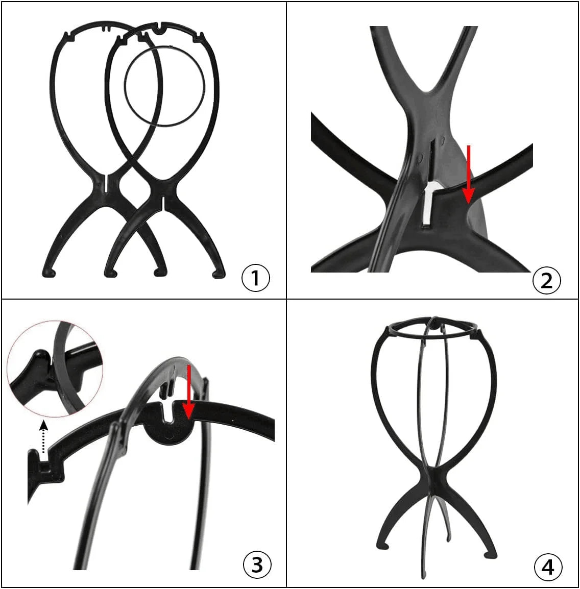 1Pc Folding Wig Stand Portable Plastic Wig Head Stand Black Wig Hang Holder Stand Durable Hair Display Tools
