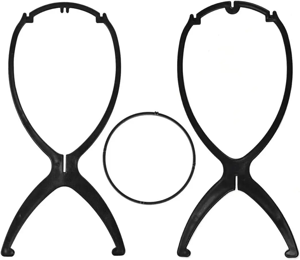 1Pc Folding Wig Stand Portable Plastic Wig Head Stand Black Wig Hang Holder Stand Durable Hair Display Tools